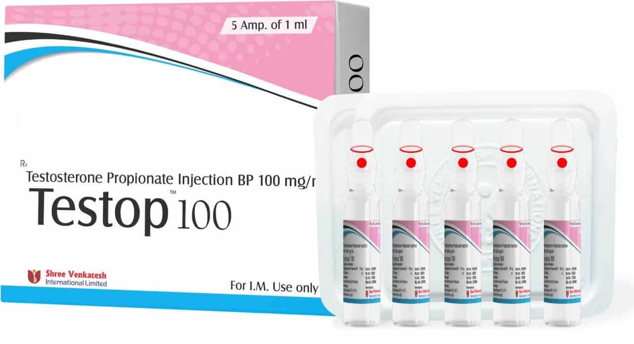 TESTOP-Testosterone-Propionate-100m-5amps-x-1ml-Shree-Venkatesh Testostérone Propionate – Shree Venkatesh – 100mg/mL
